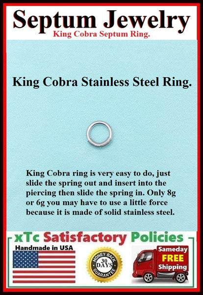 Sterilized Surgical Stainless Steel King Cobra Septum Rings.