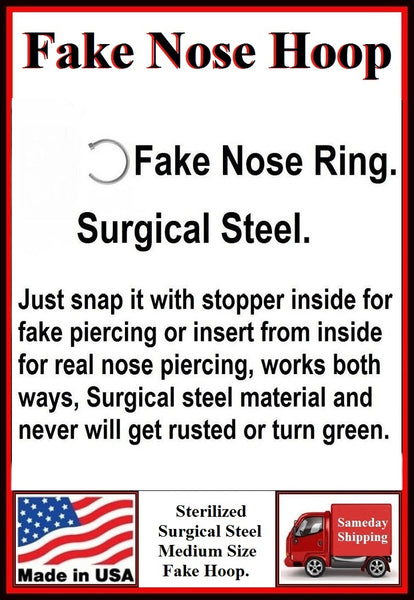 Sterilized Medium Surgical Steel FAKE Nose Hoop.