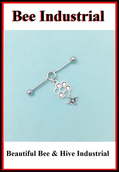 Gorgeous Bee & Hive Charm Surgical Steel Industrial.