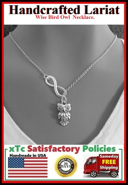 Stunning Owl Handcrafted Necklace Lariat Style.