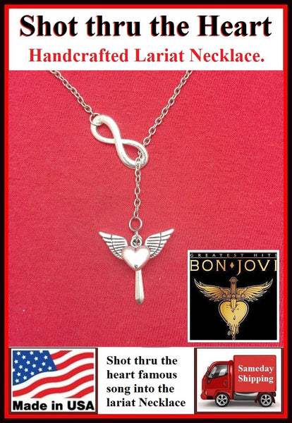 "John Bon Jovi Song" Inspiration Silver Charms Necklace Lariat Style.