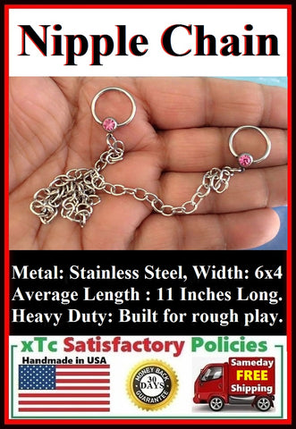 Sterilized Surgical Stainless Steel Nipple Chain. 14g, 1/2" CBR.