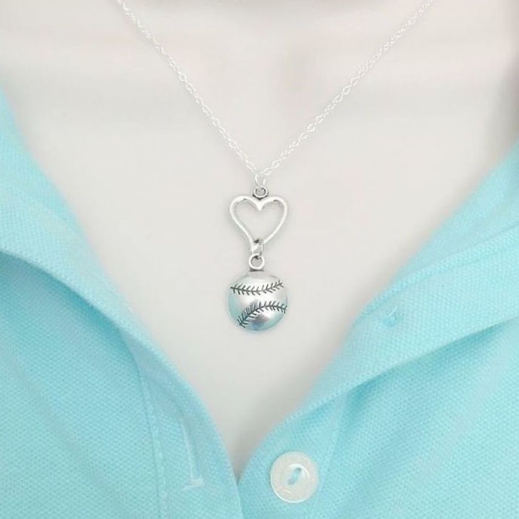 Baseball/Softball Heart & Ball Handcrafted Necklace.