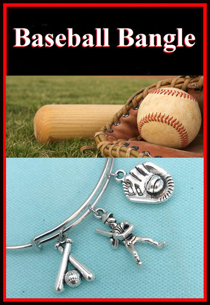 America's Game Baseball Charms Bangle Bracelet.