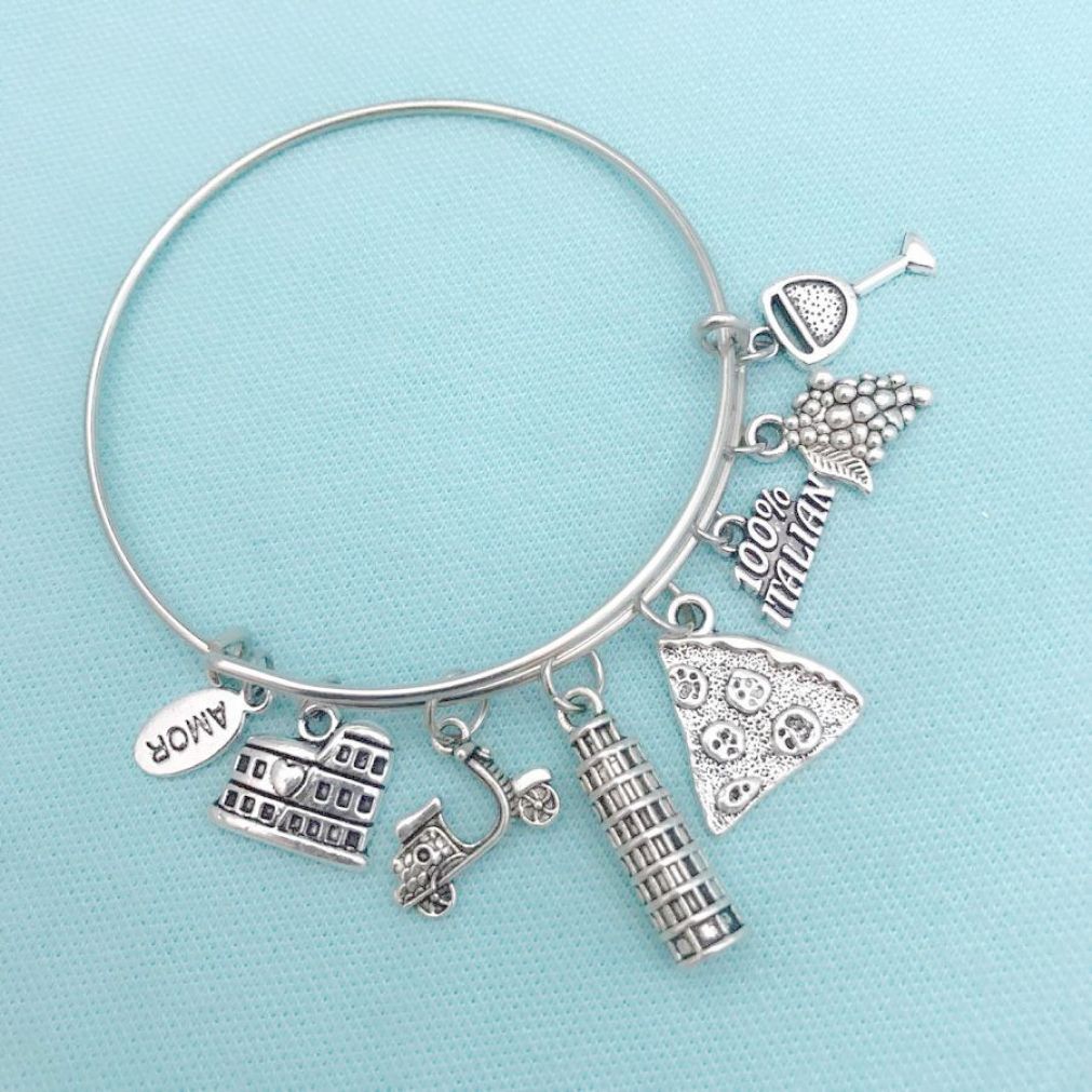 Travel to ITALY Charms Expendable Bangle Bracelet.