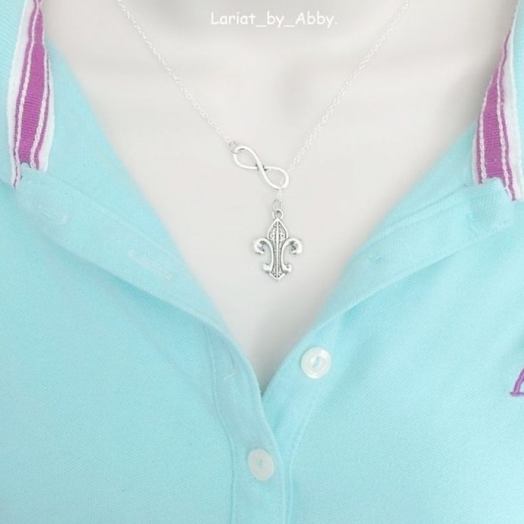 French Fleur de lis Handcrafted Necklace Lariat Style.