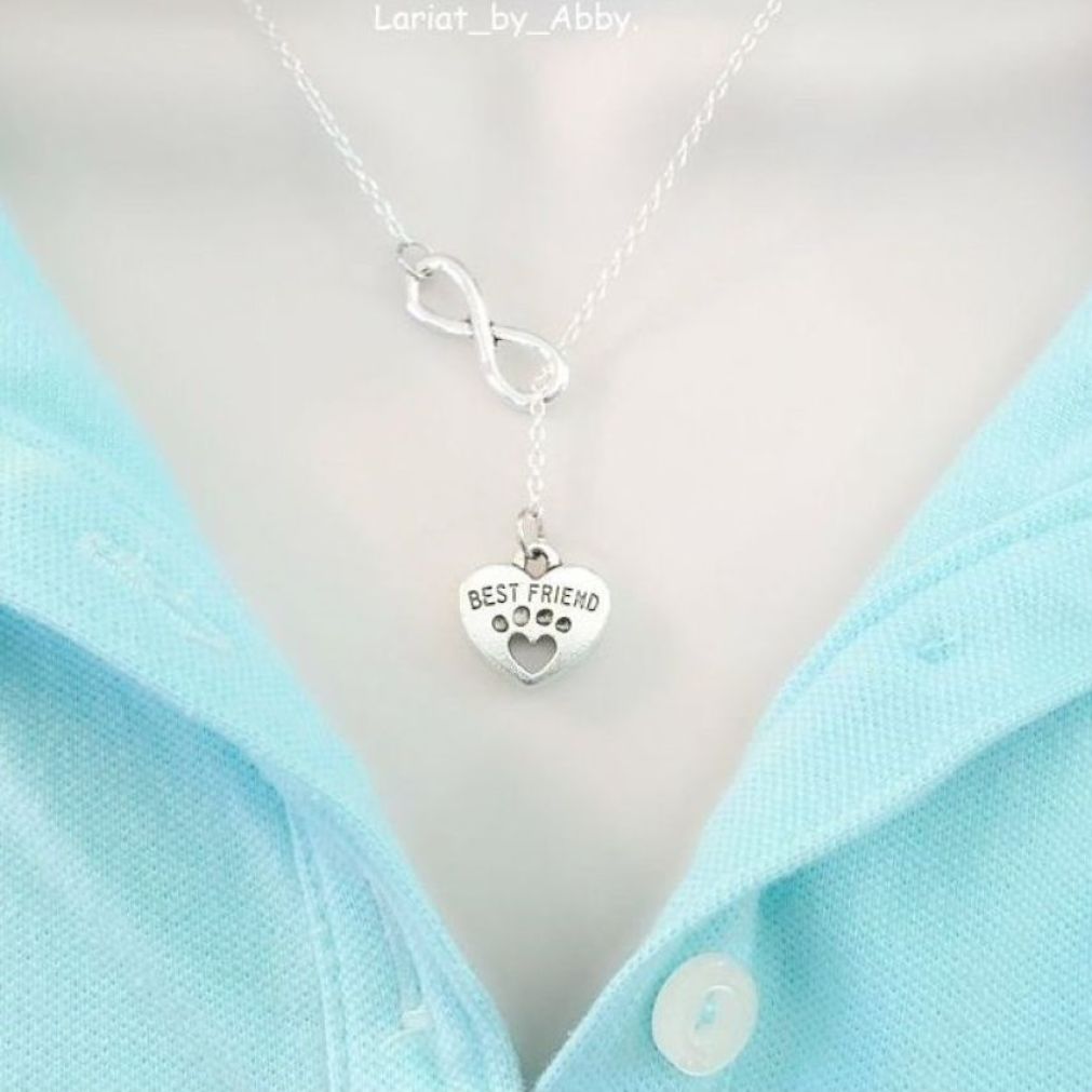 Dog's Paw & Infinity Handcrafted Necklace Lariat Style.