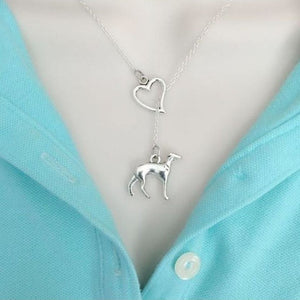 I Heart Greyhound Handcrafted Necklace Lariat Style.