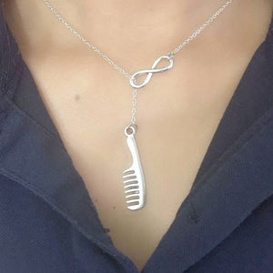 Hair Stylist Handcraft Large Comb Charm Lariat Necklace.