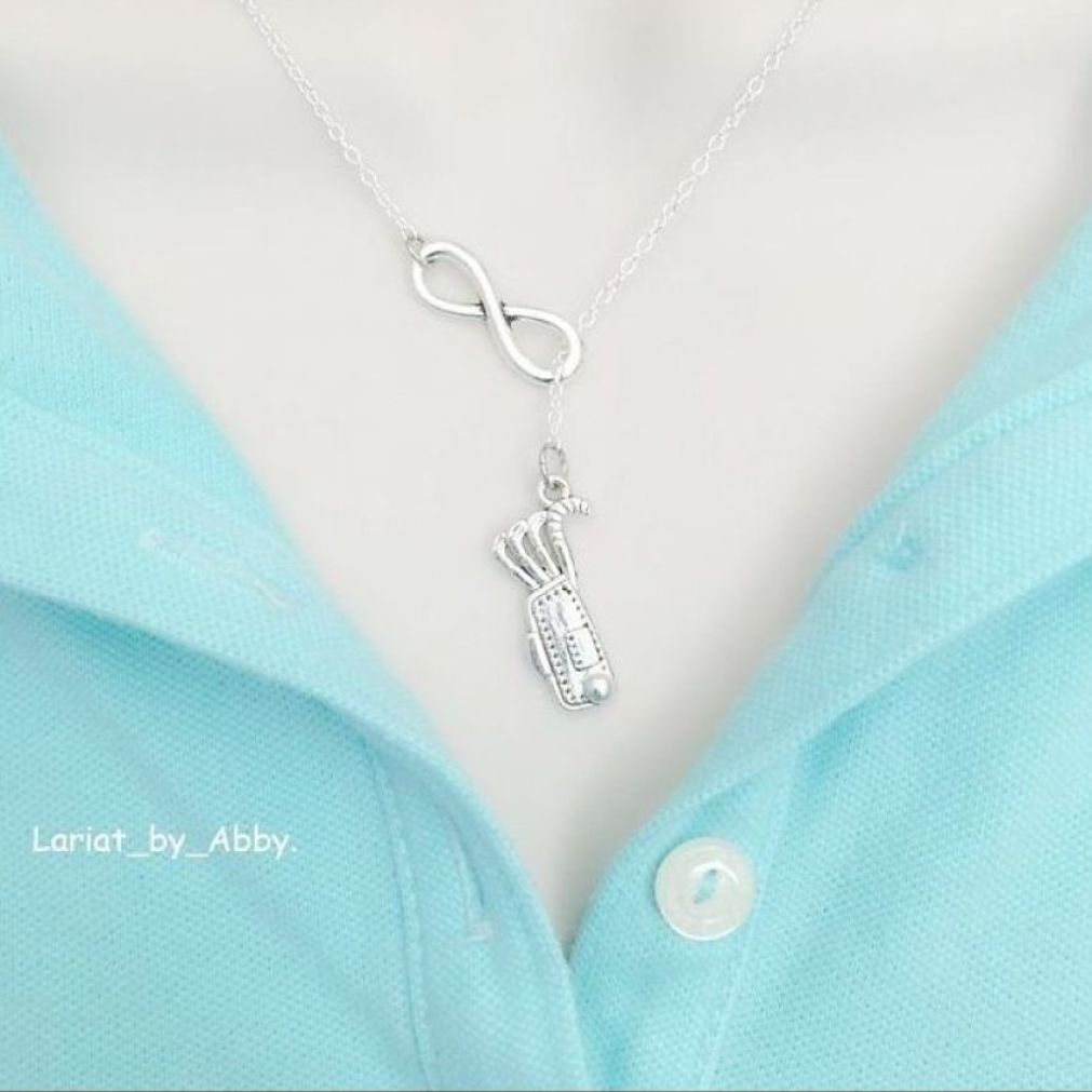 Golf Bag & Infinity Handcrafted Necklace Lariat Style.