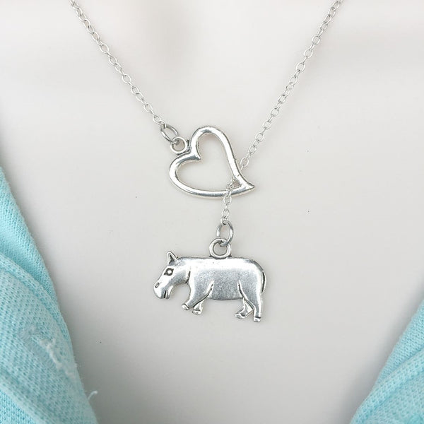 I Love Donkey Silver Lariat Y Necklace.
