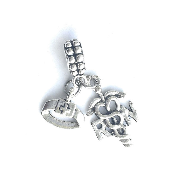 RN Caduceus & Hat Silver Bead For Charm Bracelets