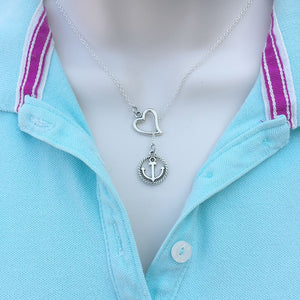 Beach Wear, Beautiful Anchor Silver Lariat Y Necklace.