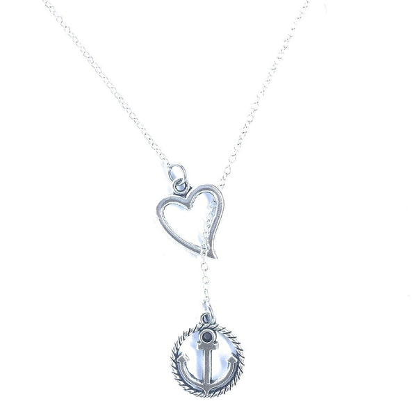 Beach Wear, Beautiful Anchor Silver Lariat Y Necklace.