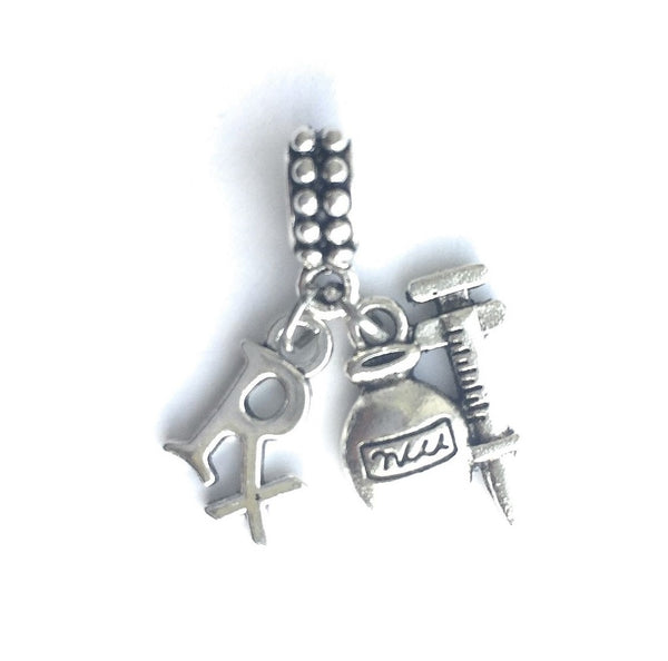 RX and Medic Bottle Silver Bead For Charm Bracelets