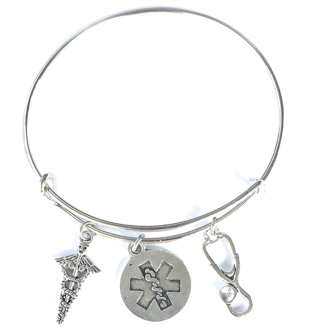EMT Caduceus and Related Charms Expendable Bangle.