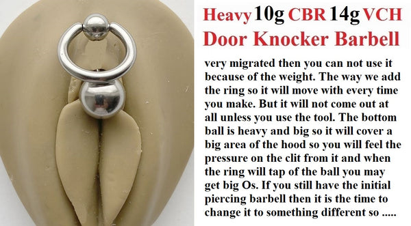 Sterilized Heavy 10g Ring and Heavy 10mm Ball 14g VCH Door Knocker Barbell.