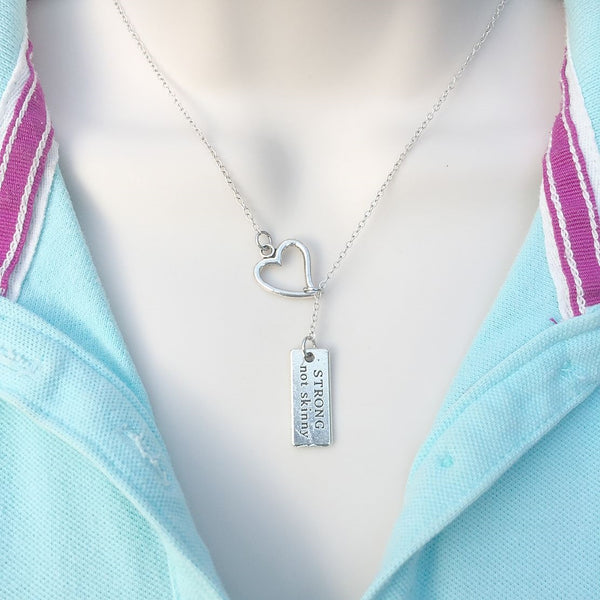 I Love Workout Sign Silver Lariat Y Necklace.