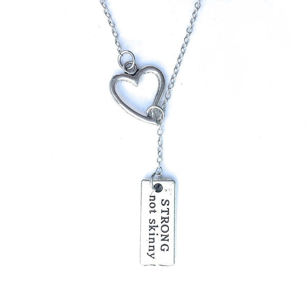 I Love Workout Sign Silver Lariat Y Necklace.