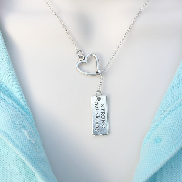 I Love Workout Sign Silver Lariat Y Necklace.