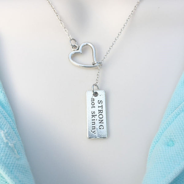 I Love Workout Sign Silver Lariat Y Necklace.