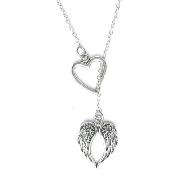 Stunning Angel Wings Silver Lariat Y Necklace.