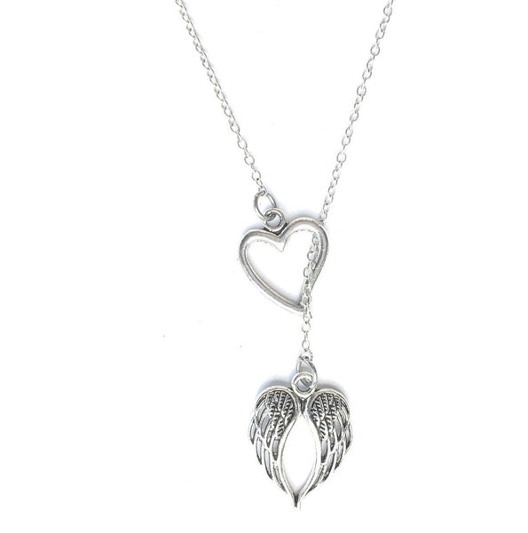 Stunning Angel Wings Silver Lariat Y Necklace.