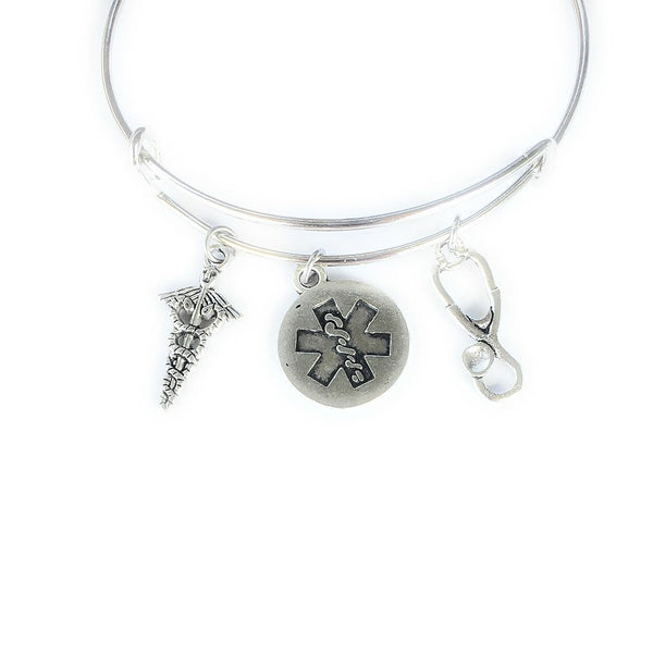 EMT Caduceus and Related Charms Expendable Bangle.