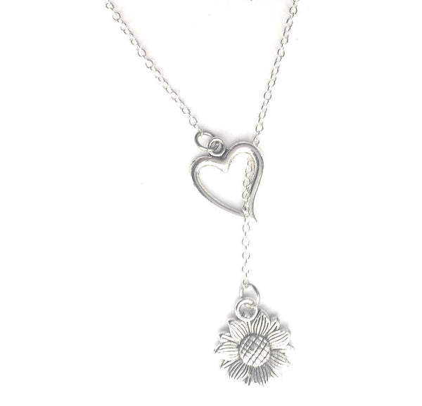 I Love Flowers Daisy Silver Lariat Y Necklace.