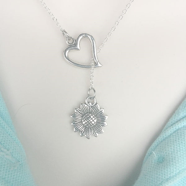 I Love Flowers Daisy Silver Lariat Y Necklace.