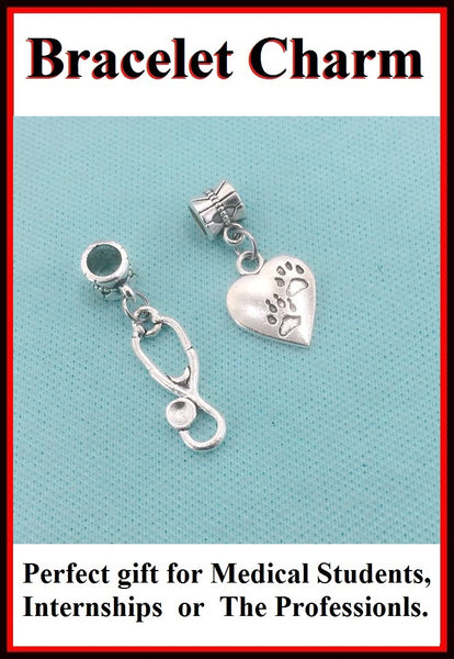 Medical Bracelet Charms : Paw Prints and Stethoscope Charms.