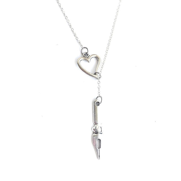 Writers: CALLIGRAPHY PEN Silver Lariat Y Necklace.