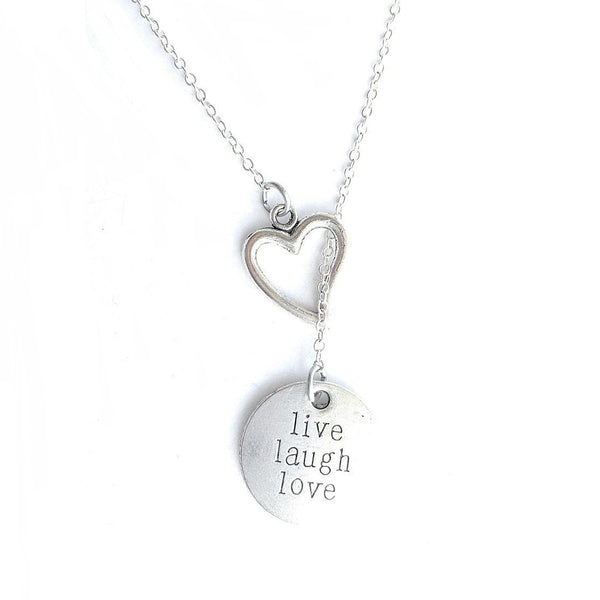 Live Laugh Love Silver Lariat Y Necklace.