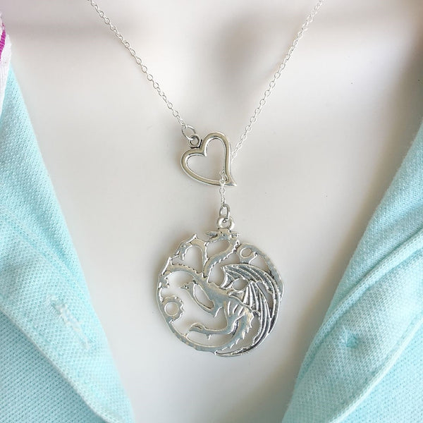 Dragon (GOT) Silver Lariat Y Necklace.