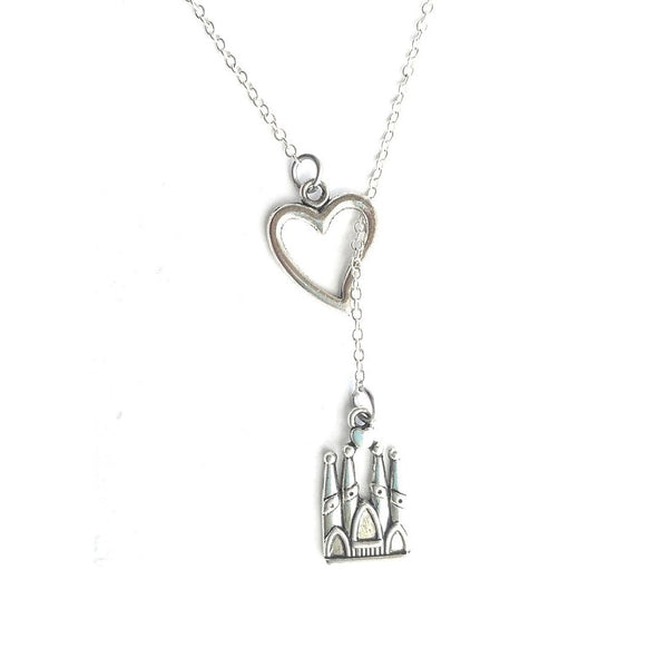 I Love La Sagrada Familia Silver Lariat Y Necklace.