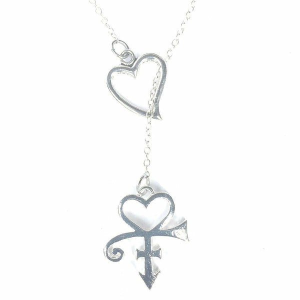 Famous Singer Love Symbol Silver Lariat Y Necklace.