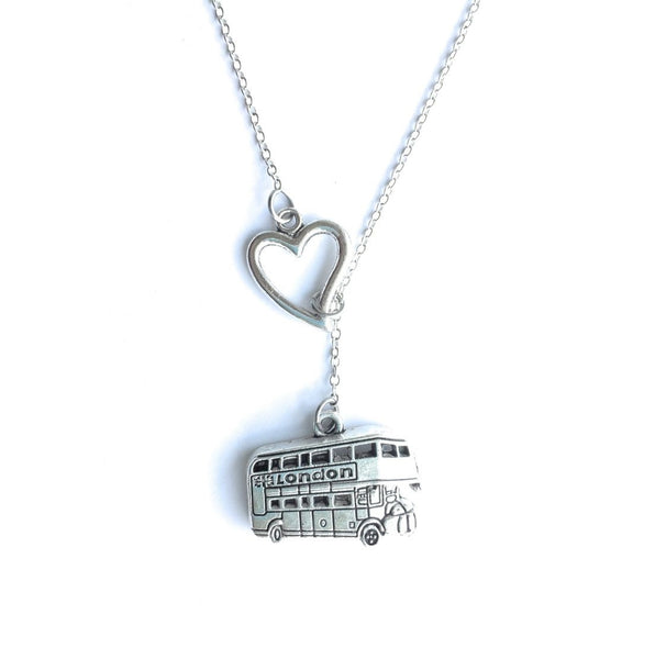 I Love London Double Decker Silver Lariat Y Necklace.