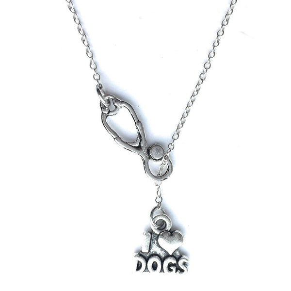 I Love Dogs, Animal Lover Vets Lariat Y Necklace.