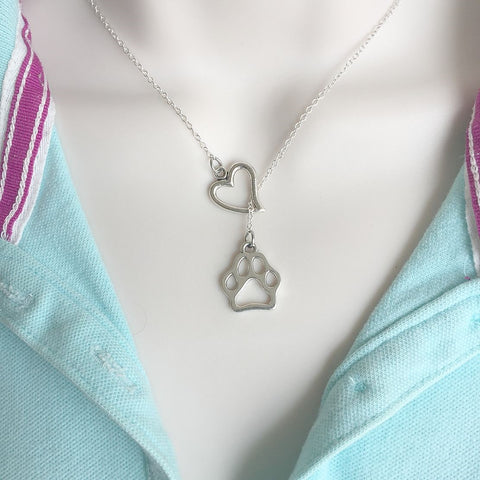 Dog Lovers: Heart and Solid Hallow Prints Lariat Style Y Necklace.