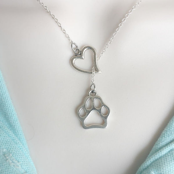 Dog Lovers: Heart and Solid Hallow Prints Lariat Style Y Necklace.
