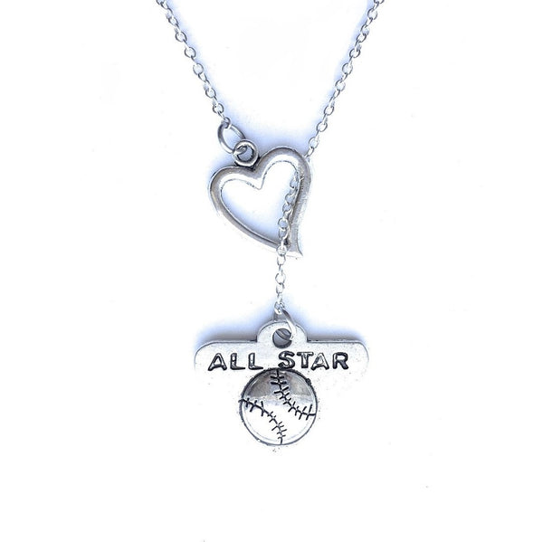 All Star Games  Charm with Heart Lariat Style Y Necklace.
