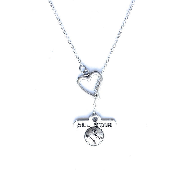 All Star Games  Charm with Heart Lariat Style Y Necklace.
