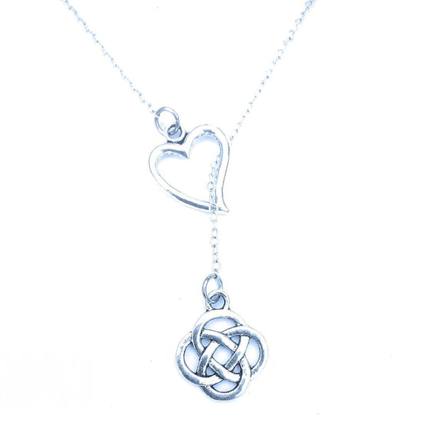 I Love Irish Love Knots Silver Lariat Y Necklace.