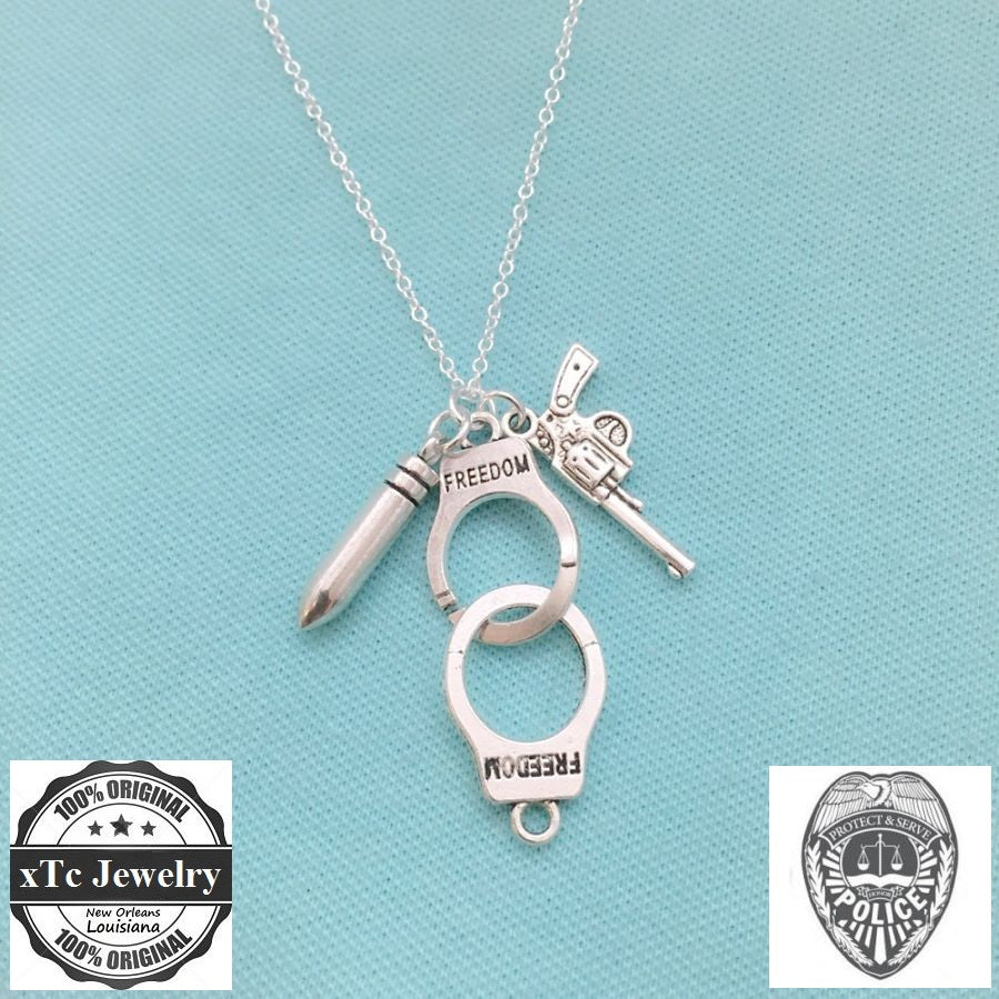 Police related Charms Silver Necklace