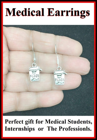 Medical Earring; Floss Box Charms Dangle earrings.