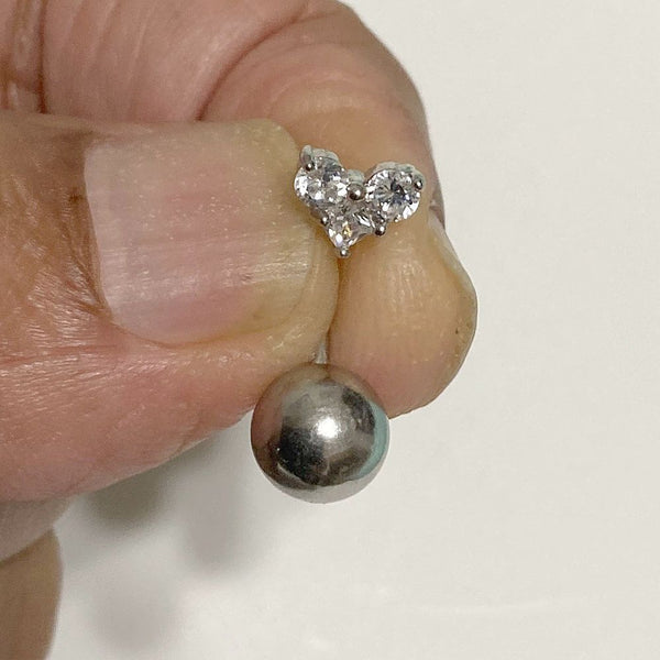 THIN 16 Gauge CZ HEART top with Big n Heavy Ball for Extra Pressure.