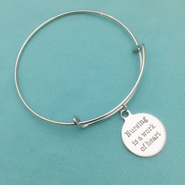Medical Bracelet : Nurse's Heart related Charms Expendable Bangle.