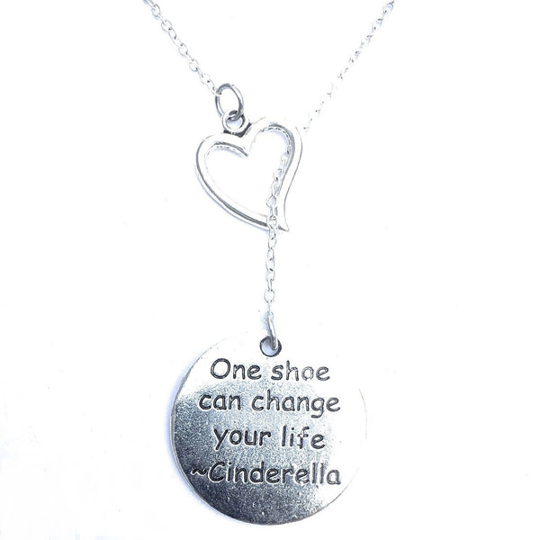 I Love Cinderella  Quote  Silver Lariat Y Necklace.