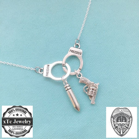 Police theme Charms Silver Necklace