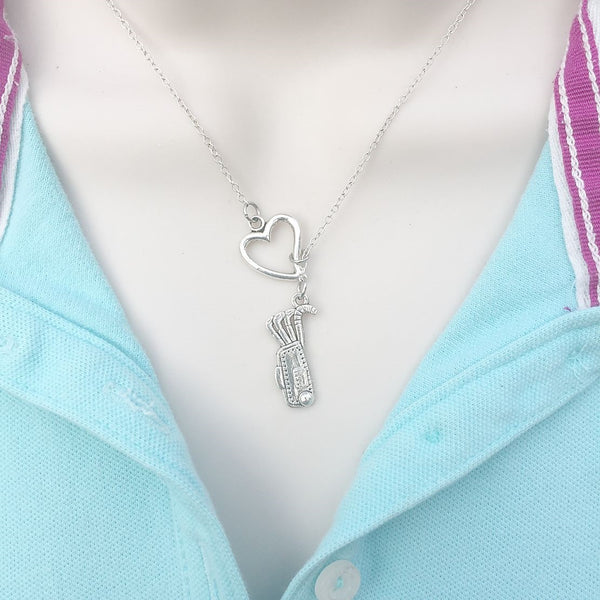 I Love Playing Golf Silver Lariat Y Necklace.